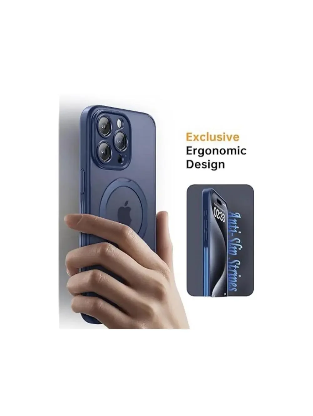 JUESHITUO Magnetic Case for iPhone 15 Pro Max w/Camera Lens Protector Blue